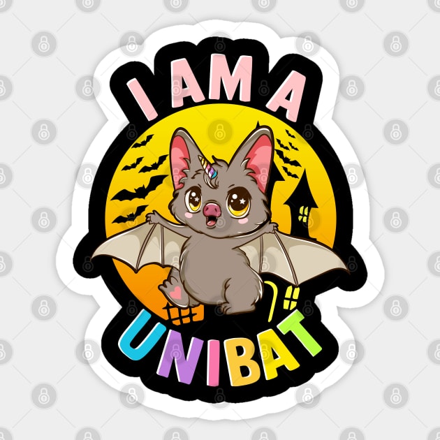 I am a Unibat Halloween Funny Unicorn Bat Gift Sticker by creative